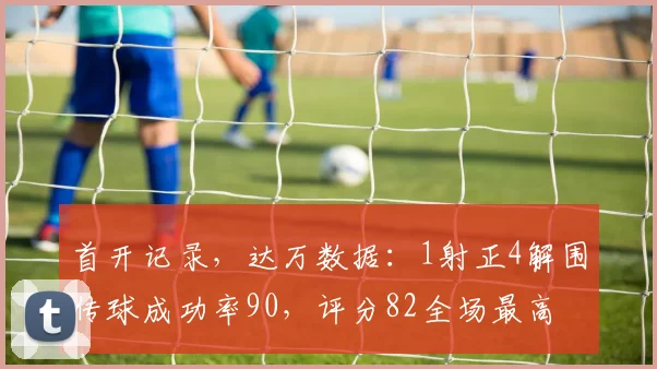 首开记录，达万数据：1射正4解围传球成功率90，评分82全场最高
